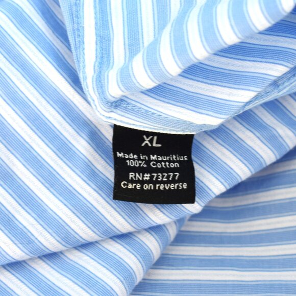 Men's Apt. 9 Striped Button-Down Shirt Collared Long Sleeve XLARGE Blue & White - Picture 11 of 11